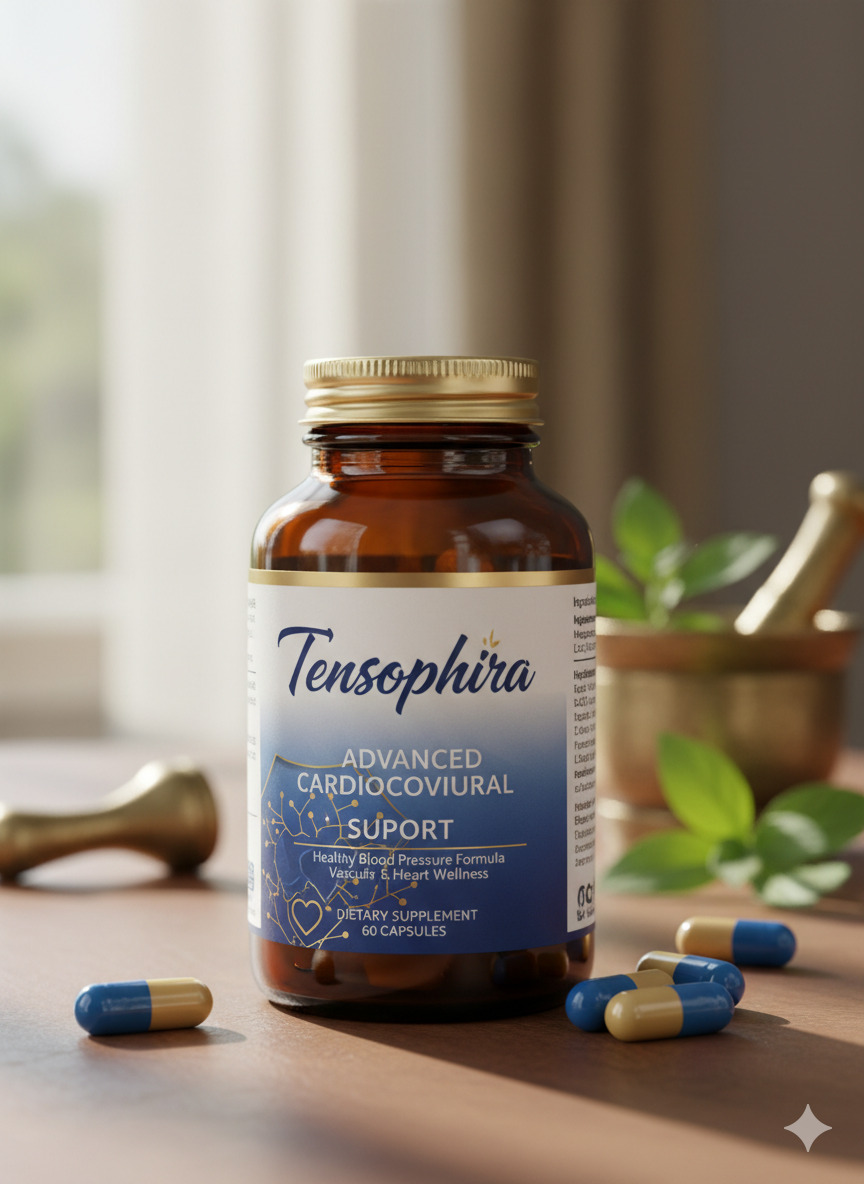 Tensophira dietary supplement bottle for circulatory wellness